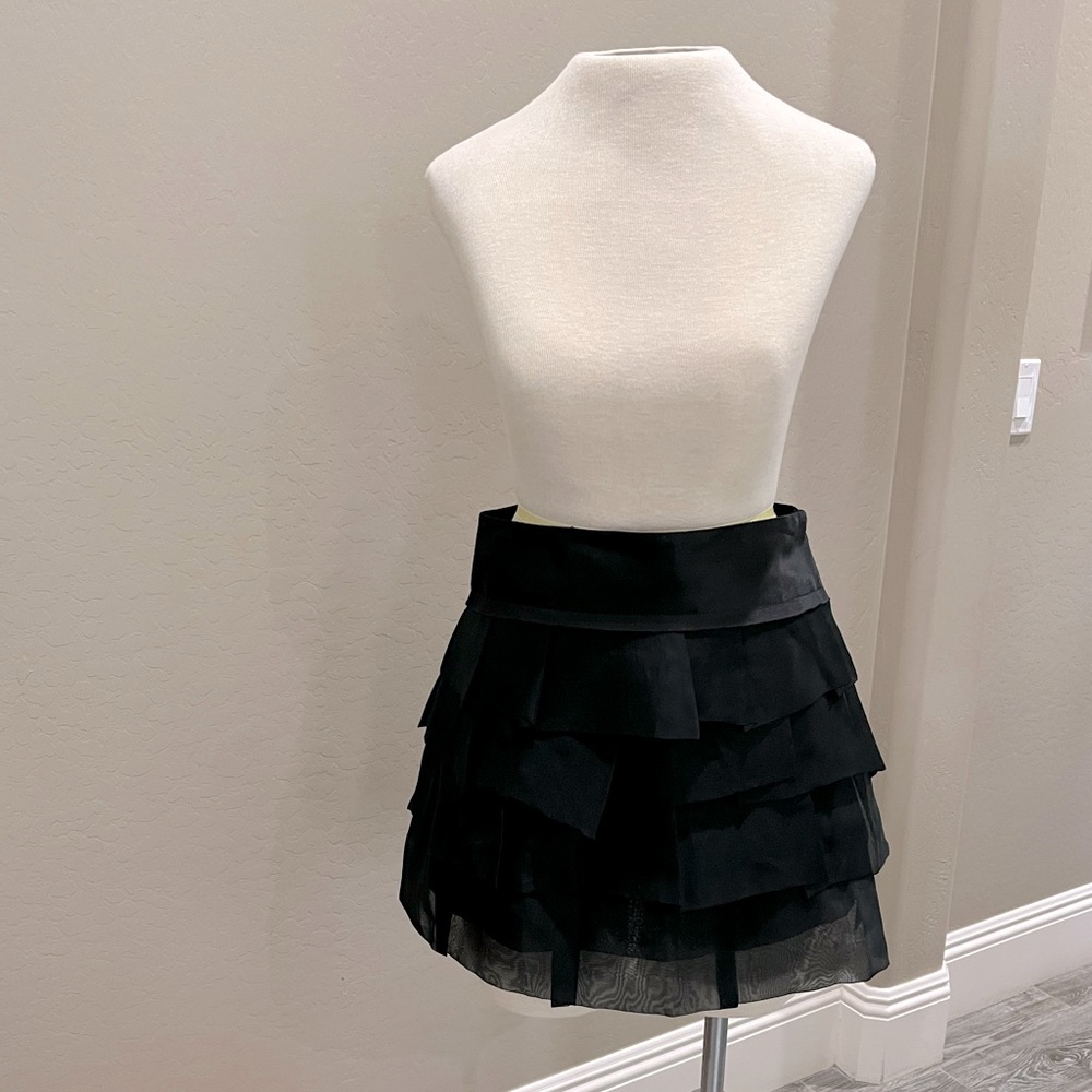 BCBG MAXAZRIA Black Ruffle Skirt